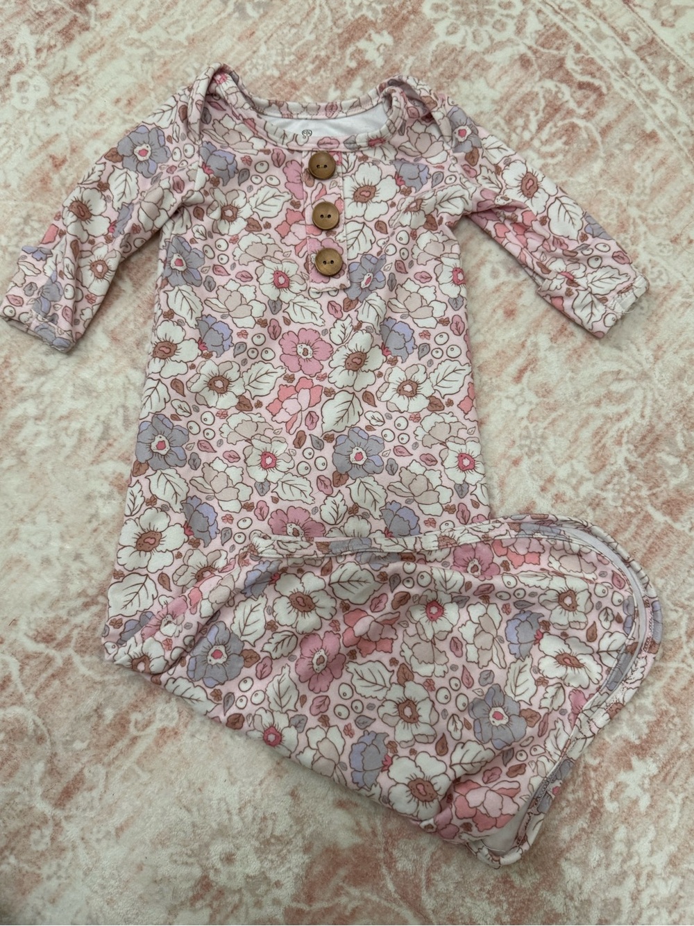 Caden Lane Pink Floral Tie Knot Gown